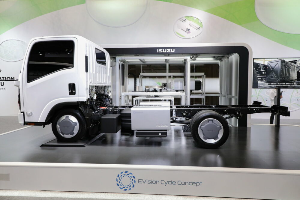 Mitsubishi Corporation dan Isuzu Kolaborasi Bikin Kendaraan Listrik yang Mudah Ganti Baterai