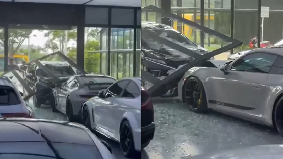 Viral Mitsubishi Xpander Tabrak Porsche 911 GT3 di Dalam Showroom, Harganya Setara 28 Unit Xpander!